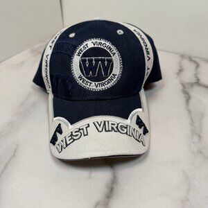 West Virginia WV Embroidered Baseball Cap Hat Navy White Adjustable